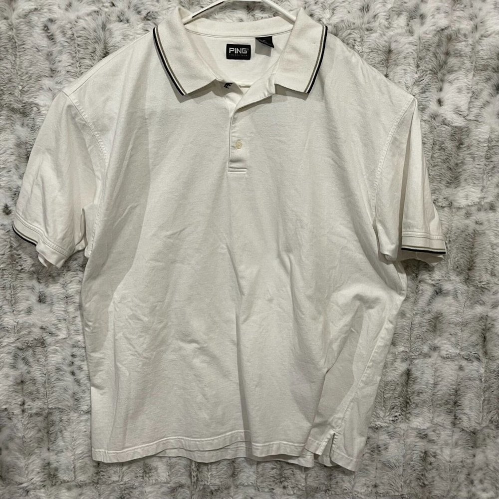 Ping Collection Golf Polo Shirt Mens Xxl White Cotton Short Sleeve